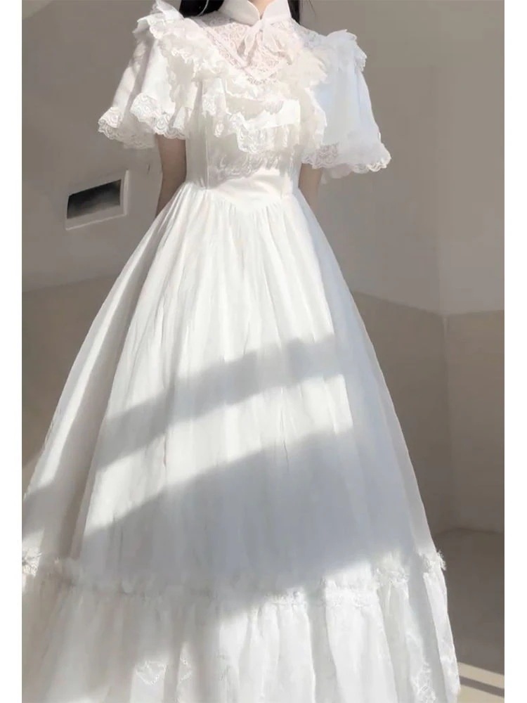 ロリータ コスプレ ホワイト バブル袖 ワンピース 2023 新作 プリンセススカートサンタコスプレ