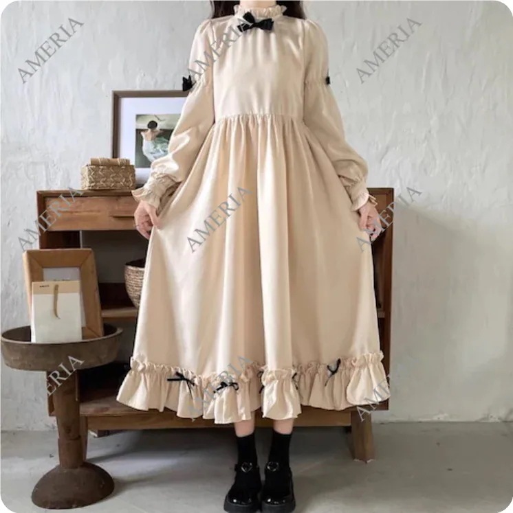 2点セット ロングスリーブワンピース キャミソールワンピース ロリータ コスプレ ぷちリボン付きサスペンダーワンピース 2点セット ロングスリーブワンピース キャミソールワンピース ロリータ コスプレ ぷちリボン付きサスペンダーワンピース