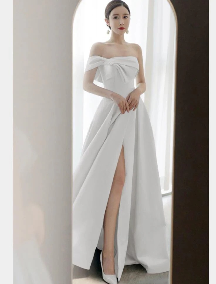 ウエディングドレス ロング丈ドレス パーティードレス オフショルダー フォーマル 結婚式ドレス 披露宴 二次会 お呼ばれ 演奏