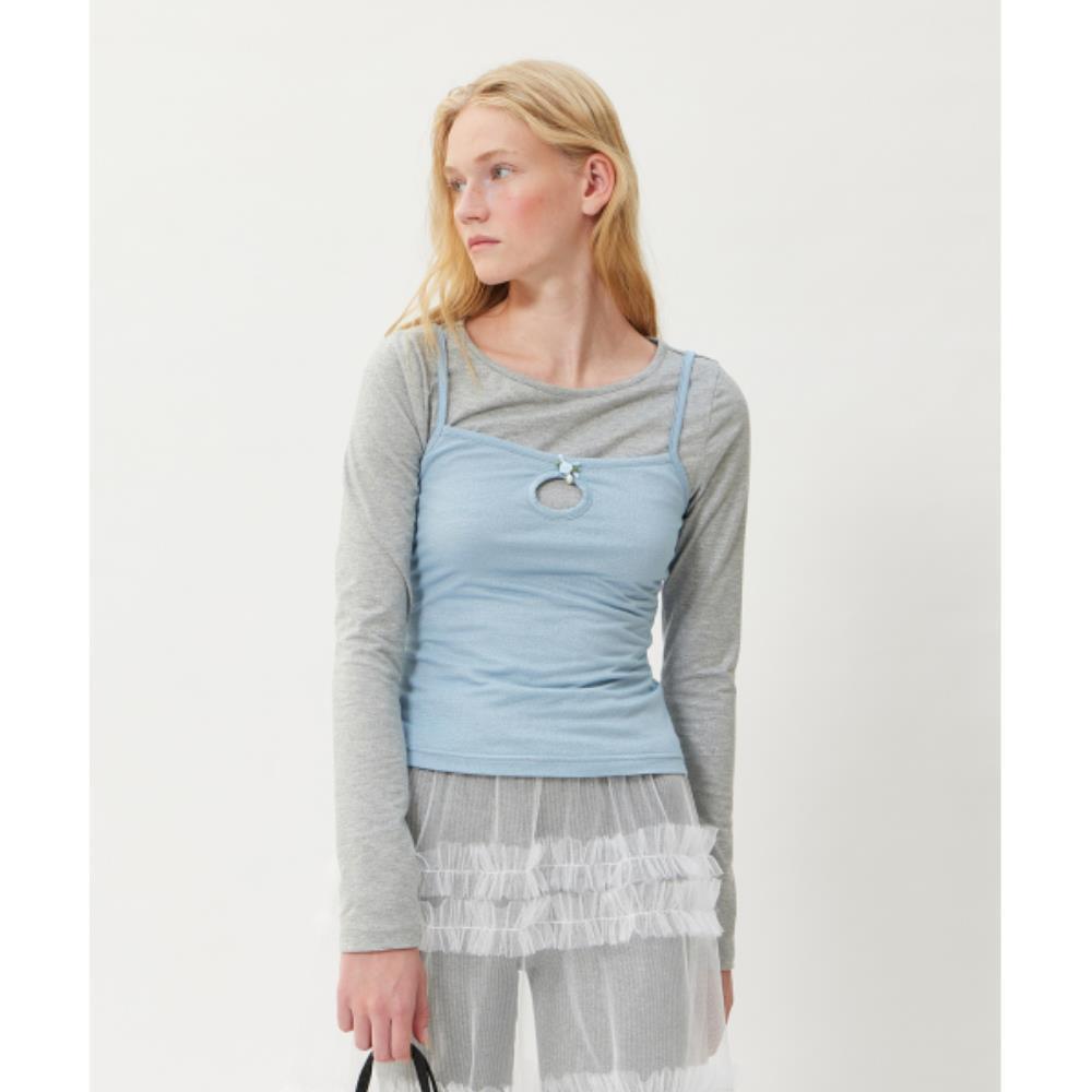 fogdawn Glitter Cutout Sleeveless blue DA24FSV001BL fogdawn Glitter Cutout Sleeveless blue DA24FSV001BL