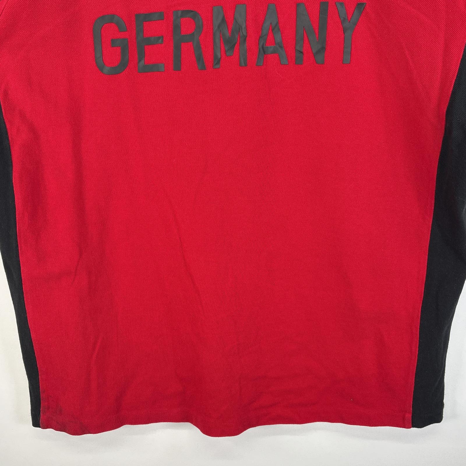 古着 鹿の子 半袖 ラガーシャツ ラバーボタン ドイツ ロゴ 刺繍 XXL レッド系 ツートン メンズ 古着 鹿の子 半袖 ラガーシャツ ラバーボタン ドイツ ロゴ 刺繍 XXL レッド系 ツートン メンズ