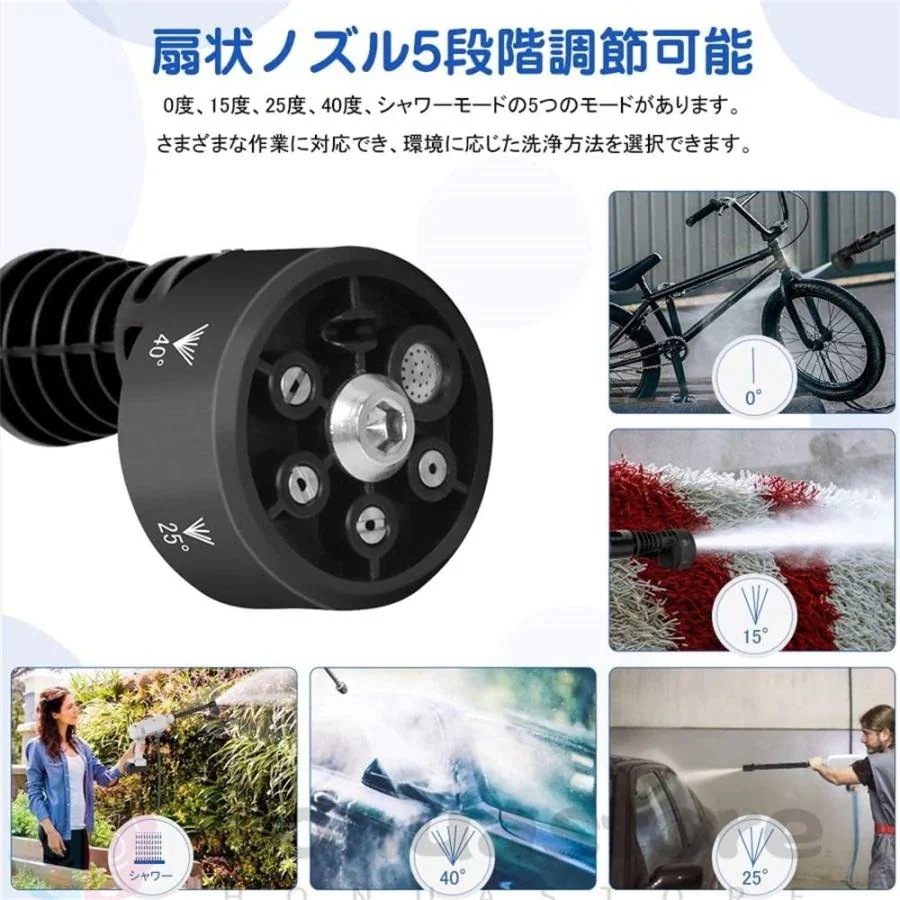 高圧洗浄機 コードレス 充電式 Vバッテリー対応 3速調整 ホース バッテリー付き 語取扱説明書付き 電動工具 洗車強力 家庭用 洗車タオル 小型