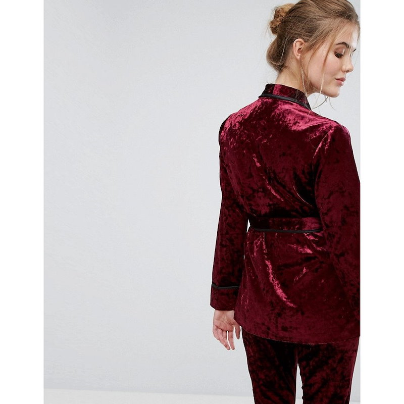 トルゥー ディカデンス レディース トップス【True Decadence Premium Crushed Velvet Tie Waist Suit Top】Burgundy トルゥー ディカデンス レディース トップス【True Decadence Premium Crushed Velvet Tie Waist Suit Top】Burgundy