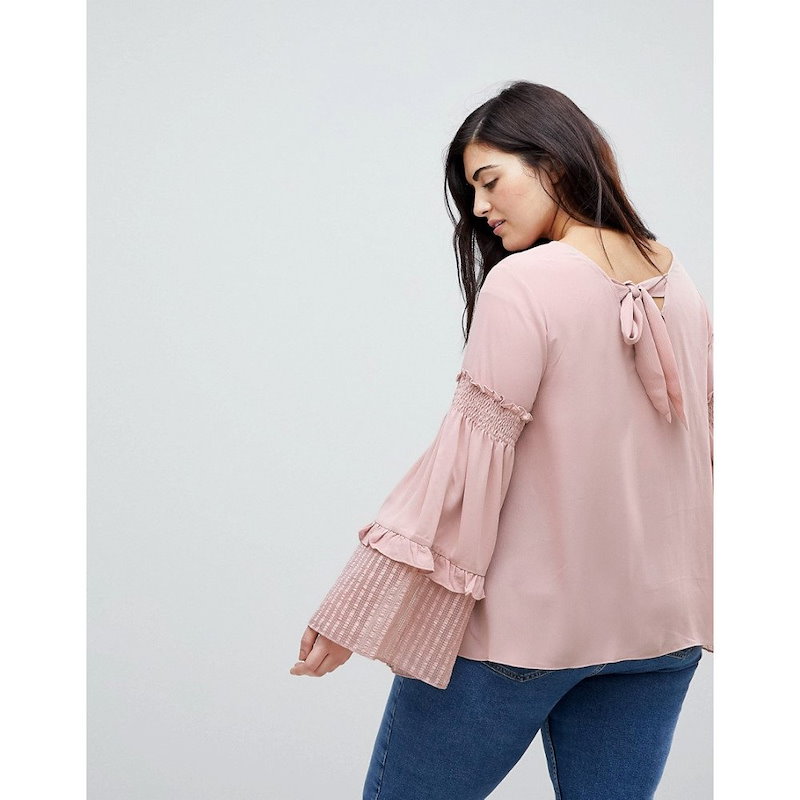 ロストインク レディース トップス【Lost Ink Plus Smock Top With Tiered Wide Ruffle Sleeves】Blush ロストインク レディース トップス【Lost Ink Plus Smock Top With Tiered Wide Ruffle Sleeves】Blush