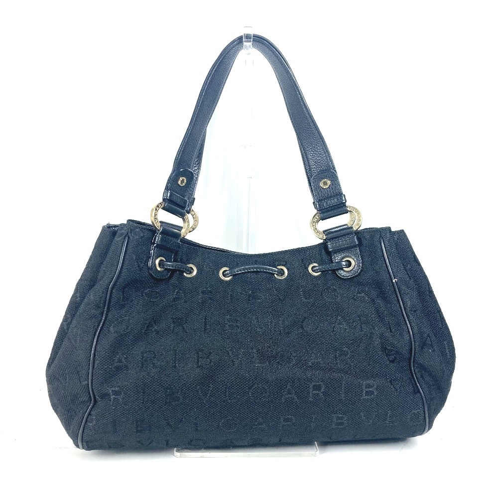 ショルダーバッグ ロゴマニア カバン 肩掛け トートバッグ レザー/キャンバス ブラック