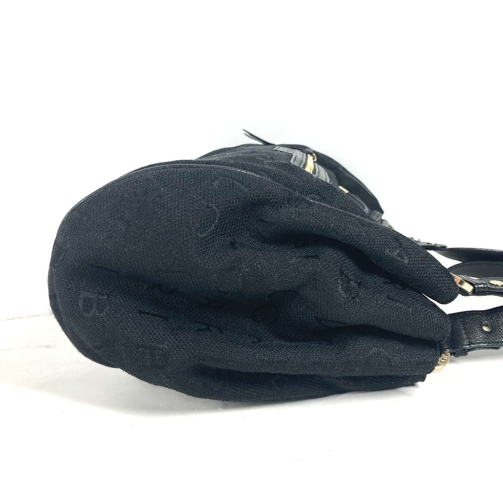 ショルダーバッグ ロゴマニア カバン 肩掛け トートバッグ レザー/キャンバス ブラック