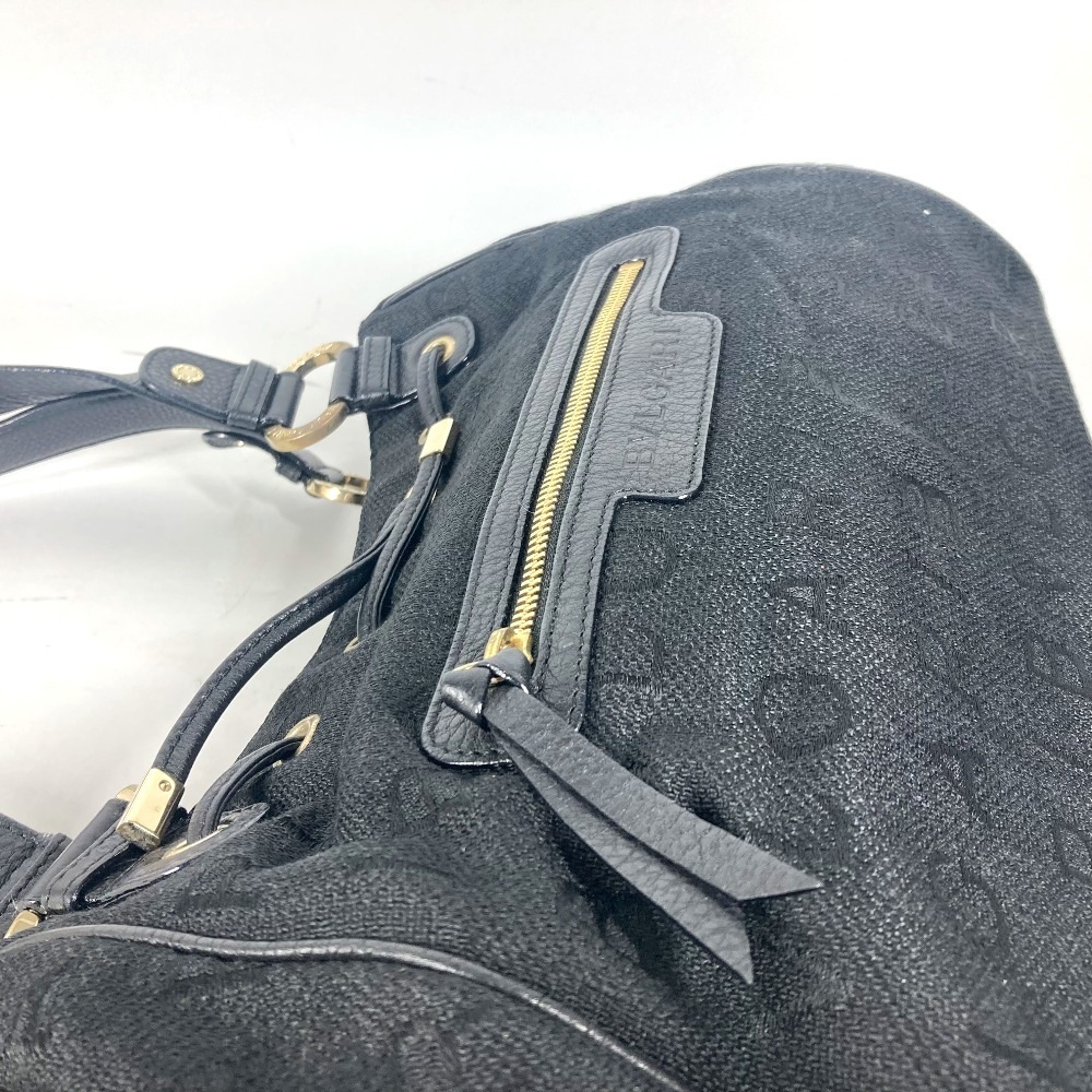 ショルダーバッグ ロゴマニア カバン 肩掛け トートバッグ レザー/キャンバス ブラック