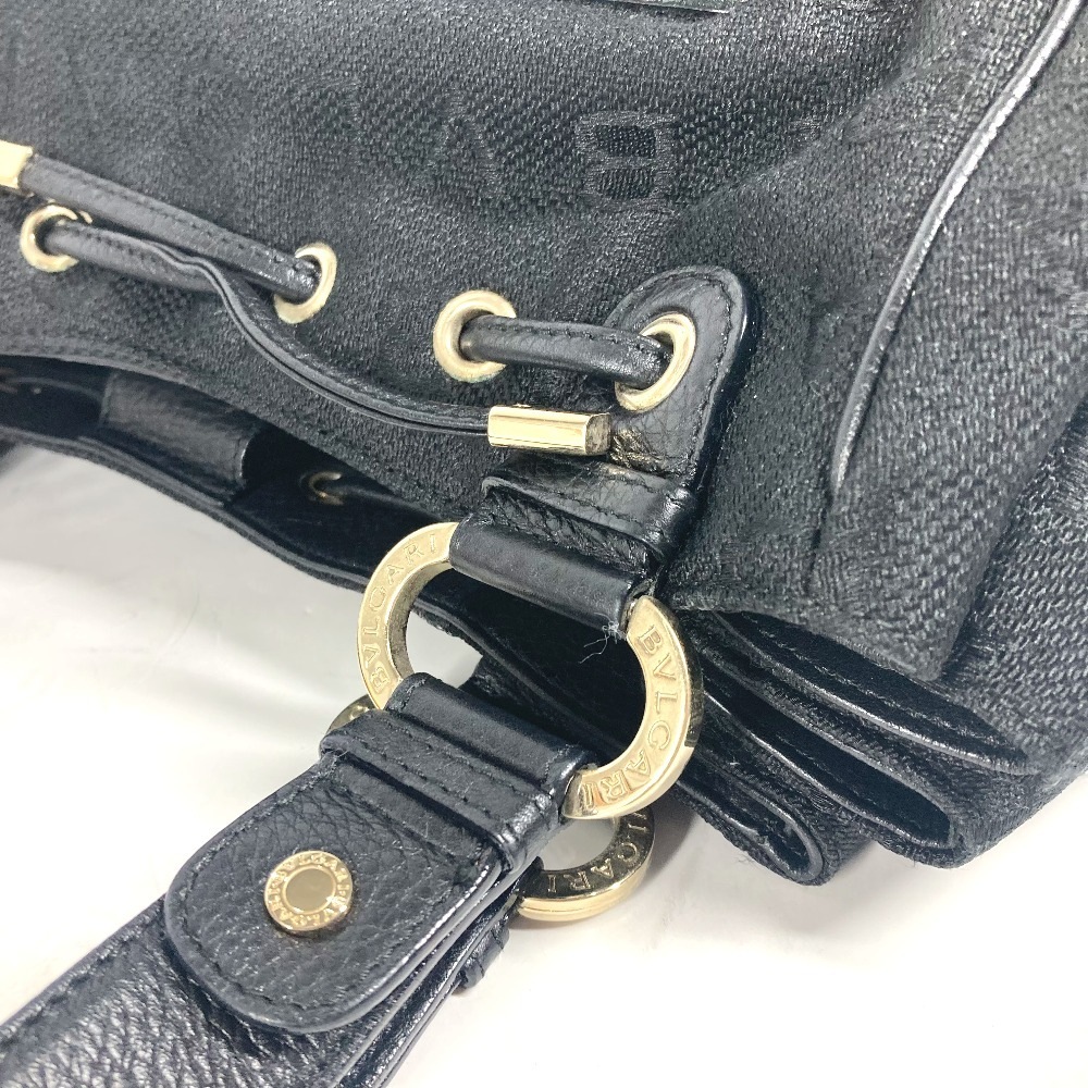 ショルダーバッグ ロゴマニア カバン 肩掛け トートバッグ レザー/キャンバス ブラック