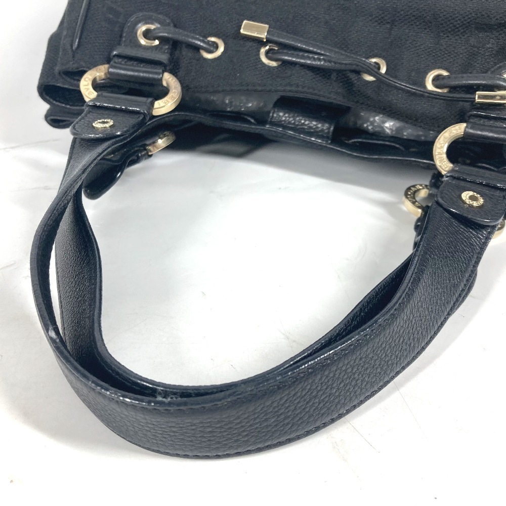 ショルダーバッグ ロゴマニア カバン 肩掛け トートバッグ レザー/キャンバス ブラック