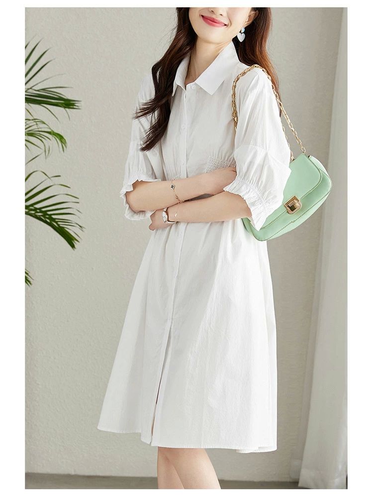 シャツワンピース レディース 半袖 ボリューム袖 ロングワンピース Aライン ミディ ワンピース 折襟 フレア ドッキング 半袖ワンピース ミディワンピース 前開き コットン ぽわん袖 ハイウ シャツワンピース レディース 半袖 ボリューム袖 ロングワンピース Aライン ミディ ワンピース 折襟 フレア ドッキング 半袖ワンピース ミディワンピース 前開き コットン ぽわん袖 ハイウ
