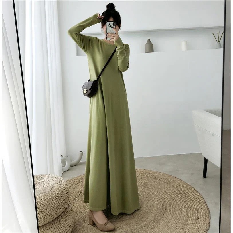 ゆったりひざ丈エクストラロングセータースカートは薄手でニットワンピとコートで底入れ D6 ゆったりひざ丈エクストラロングセータースカートは薄手でニットワンピとコートで底入れ D6