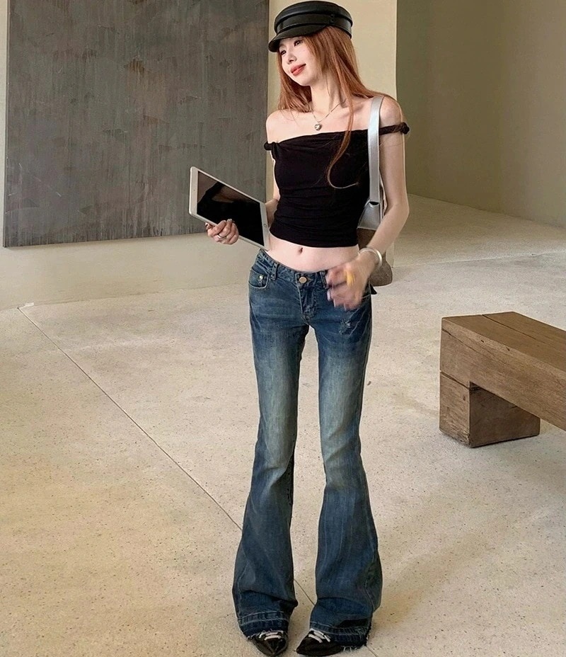 1つ買うと10つ無料ジーンズ ロングパンツ デニムパンツ フレアパンツ gパン ローライズ 刺繍 ストレッチ レトロ ボ レディース カジュアル 長ズボン ファッション