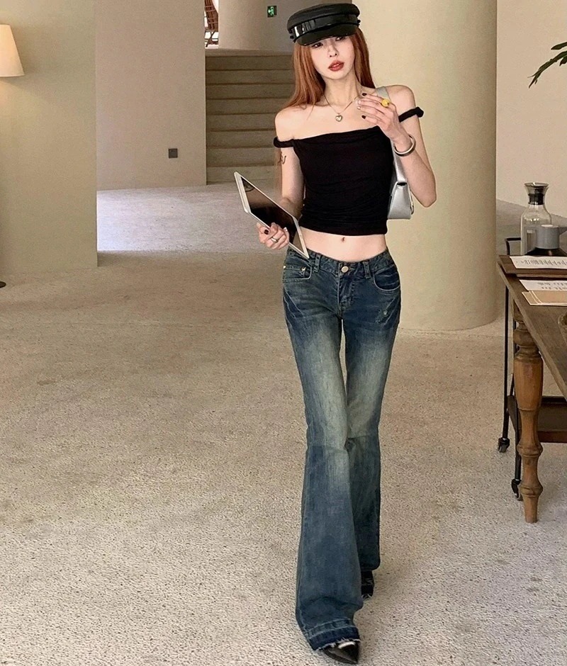 1つ買うと10つ無料ジーンズ ロングパンツ デニムパンツ フレアパンツ gパン ローライズ 刺繍 ストレッチ レトロ ボ レディース カジュアル 長ズボン ファッション