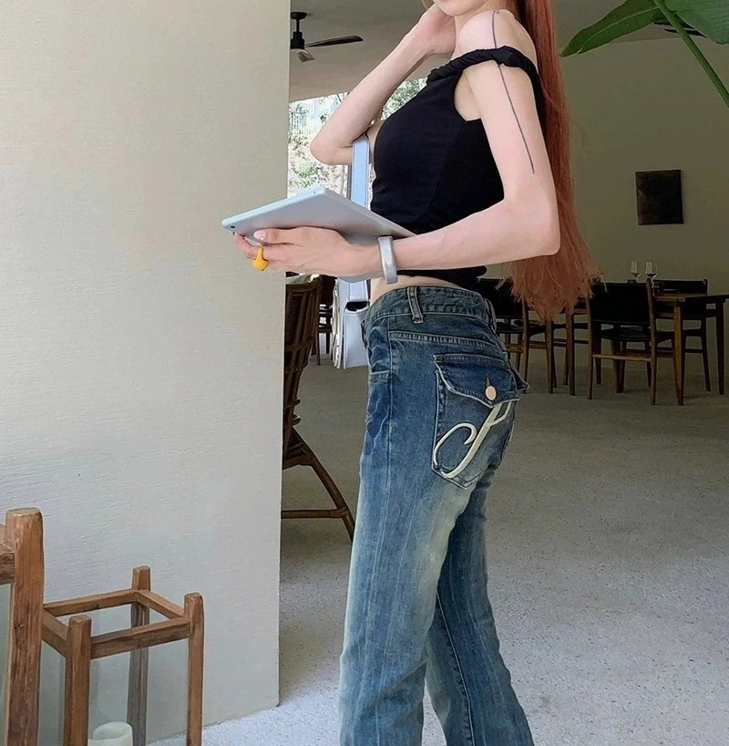 1つ買うと10つ無料ジーンズ ロングパンツ デニムパンツ フレアパンツ gパン ローライズ 刺繍 ストレッチ レトロ ボ レディース カジュアル 長ズボン ファッション