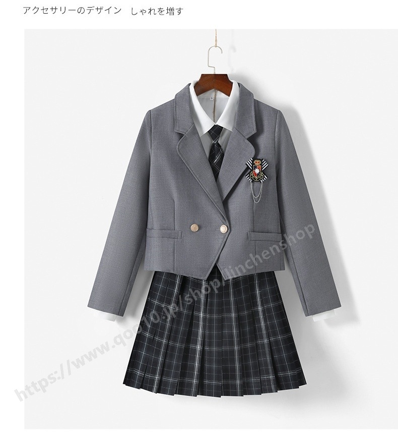 高校 学生服 きれいめ プリーツスカート お受験 女の子 韓国ファッション 卒服 小学校 スーツ 女子 卒業式 リボン スカート シャツ ジャケット 制服 長袖 4点セット レディース セットアップ
