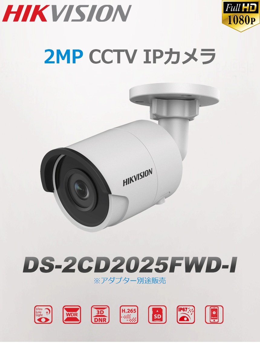 [IP-2M] 夜間カラー防犯カメラ 夜間カラー監視カメラ FULL HD 210万画素 IP CCTV 6CH UTPケーブル DS-2CD2025FWD-I DS-2CD2125FWD-I DS