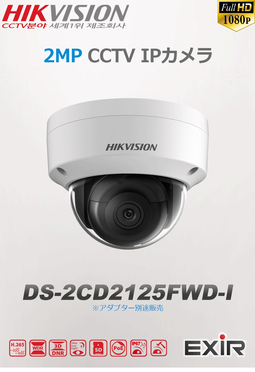 [IP-2M] 夜間カラー防犯カメラ 夜間カラー監視カメラ FULL HD 210万画素 IP CCTV 6CH UTPケーブル DS-2CD2025FWD-I DS-2CD2125FWD-I DS