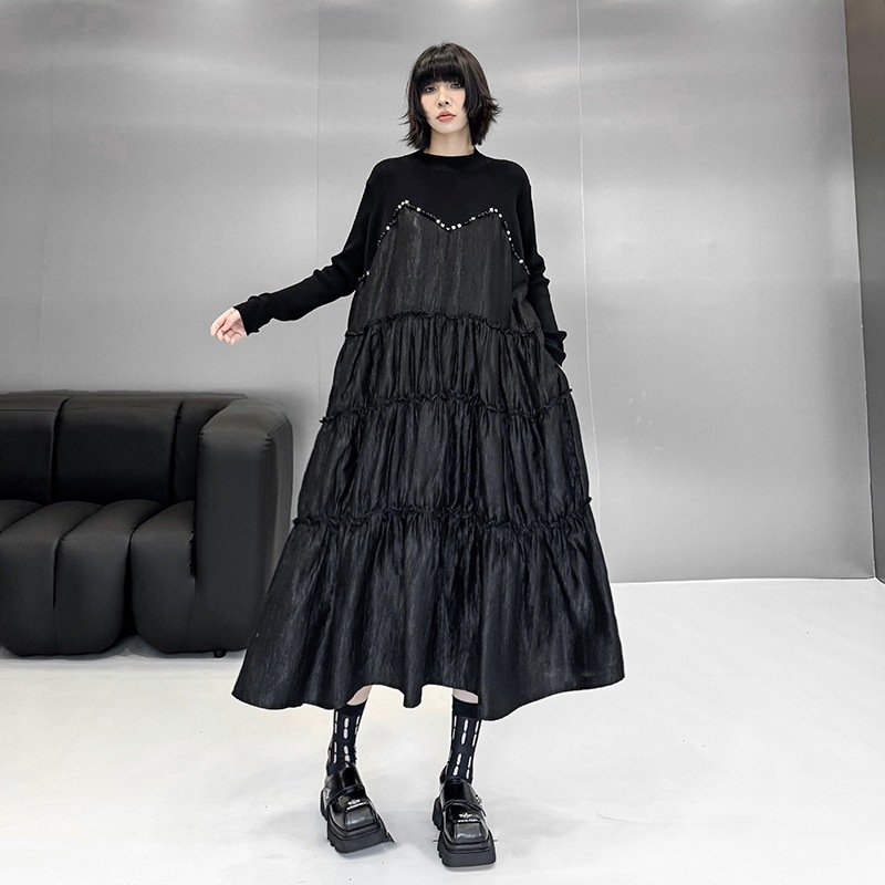 2025春 ニットドッキング ロングワンピース おしゃれ レディース ロングワンピース 関連商品購入可能 2025春 ニットドッキング ロングワンピース おしゃれ レディース ロングワンピース 関連商品購入可能