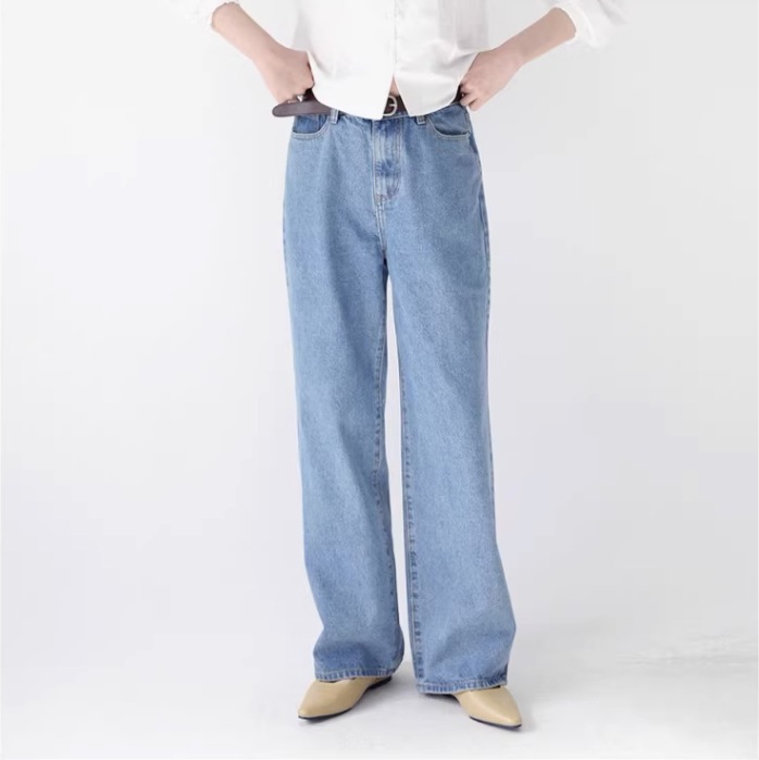 ワイドレッグデニム ゆったりデニム ３色展開 レディース ジャケット パンツ デニム Gパン ストレートパンツ ロングパンツ ワイドパンツ デニムパンツ ミモレ ロング ワイド ストレート Iライン