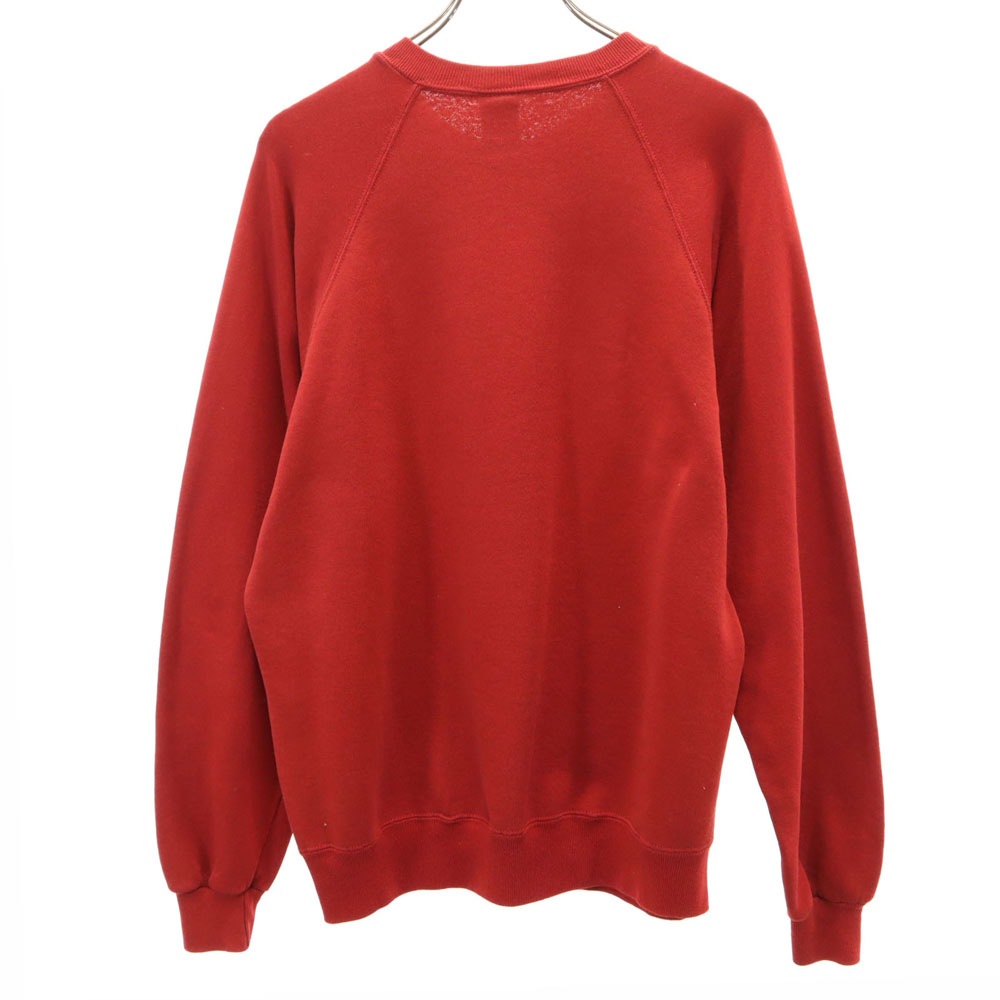 90s USA製 オールド パズル ミッキーマウス 長袖 スウェット トレーナー L レッド Disney ディズニー クラック加工 メンズ