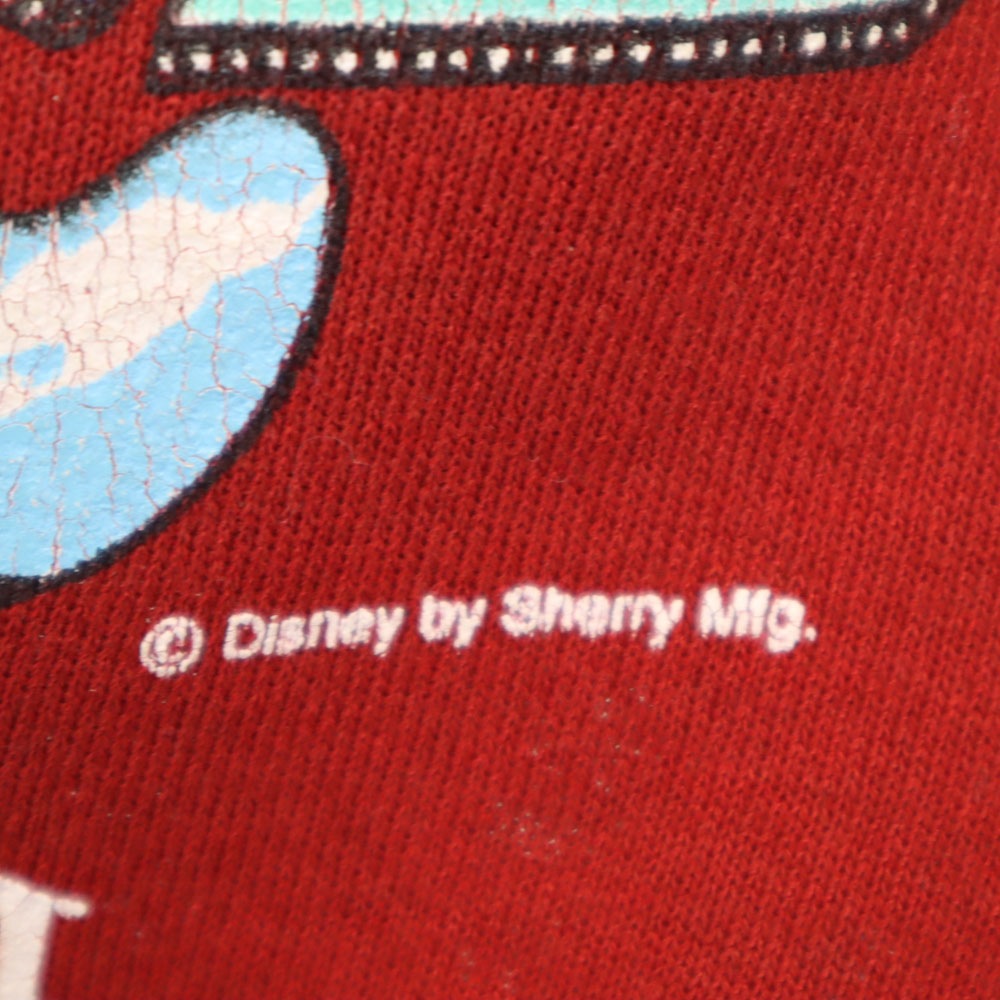 90s USA製 オールド パズル ミッキーマウス 長袖 スウェット トレーナー L レッド Disney ディズニー クラック加工 メンズ