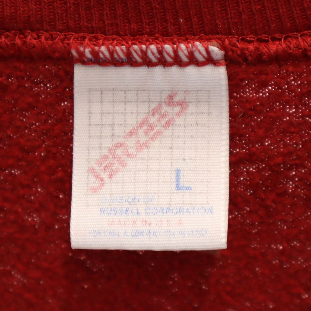 90s USA製 オールド パズル ミッキーマウス 長袖 スウェット トレーナー L レッド Disney ディズニー クラック加工 メンズ