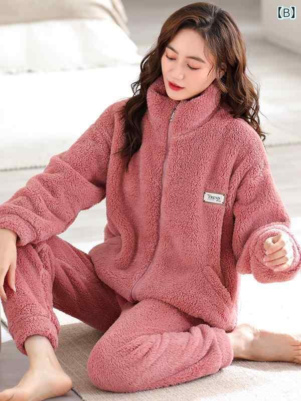 パジャマ ルーム ウェア ナイト ウェア 部屋着 ロング パンツ トップス シャツ ズボン セット 衣料品 厚手 冬 レディース レディース