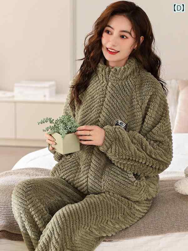 パジャマ ルーム ウェア ナイト ウェア 部屋着 ロング パンツ トップス シャツ ズボン セット 衣料品 厚手 冬 レディース レディース