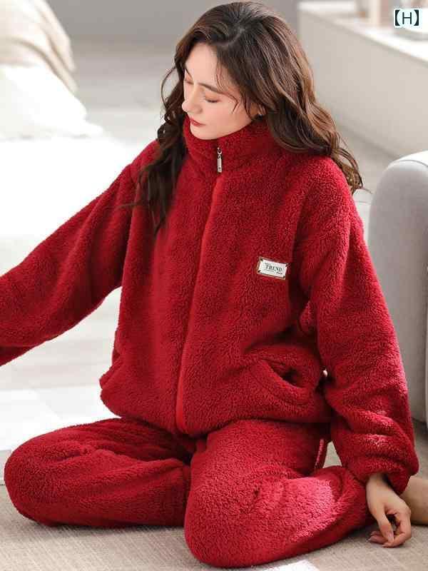 パジャマ ルーム ウェア ナイト ウェア 部屋着 ロング パンツ トップス シャツ ズボン セット 衣料品 厚手 冬 レディース レディース