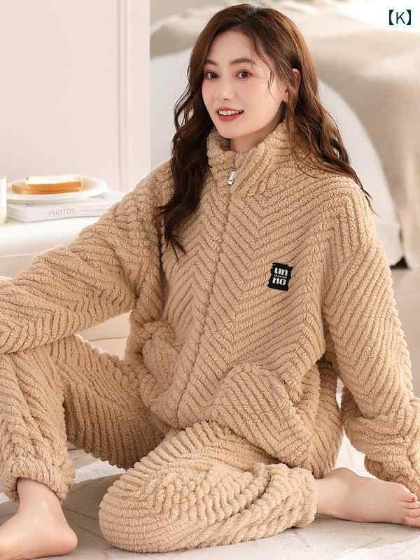 パジャマ ルーム ウェア ナイト ウェア 部屋着 ロング パンツ トップス シャツ ズボン セット 衣料品 厚手 冬 レディース レディース