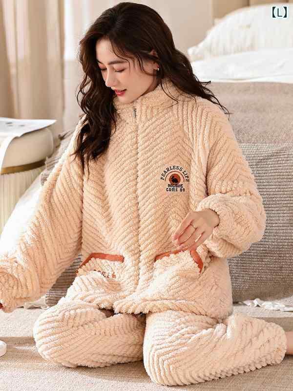 パジャマ ルーム ウェア ナイト ウェア 部屋着 ロング パンツ トップス シャツ ズボン セット 衣料品 厚手 冬 レディース レディース