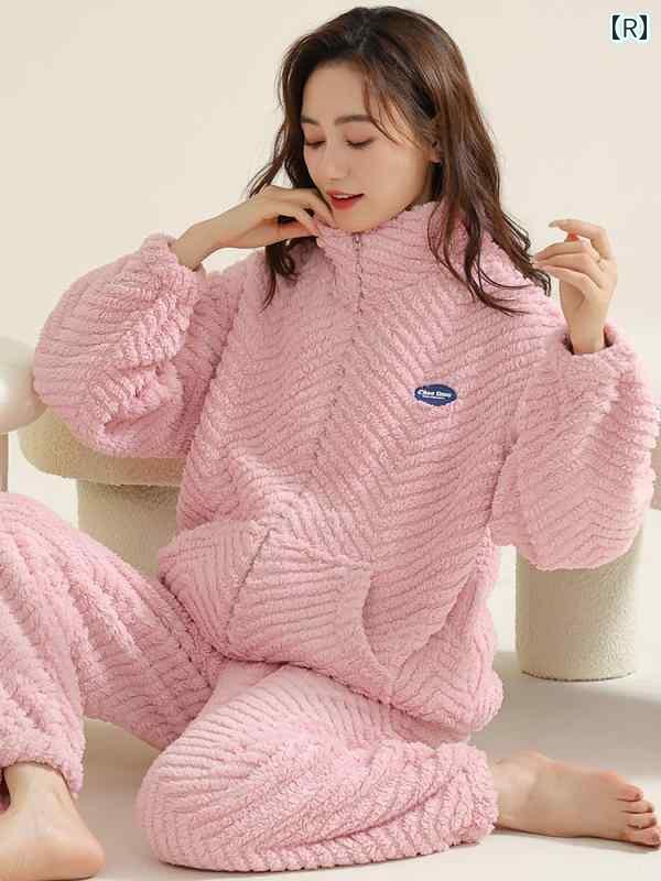 パジャマ ルーム ウェア ナイト ウェア 部屋着 ロング パンツ トップス シャツ ズボン セット 衣料品 厚手 冬 レディース レディース