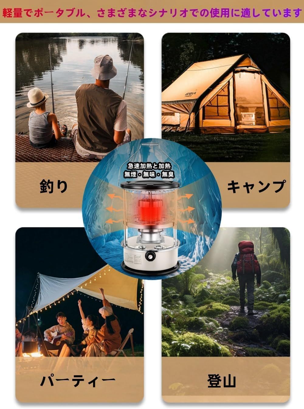 石油ストーブ 対流式石油ストーブ 省エネ 小型 6L大容量 360全方向 多機能なストーブ 小型 軽量 持ち運びやすい 対流型 石油ストーブ 灯油 キャンプ アウトドア屋内屋外