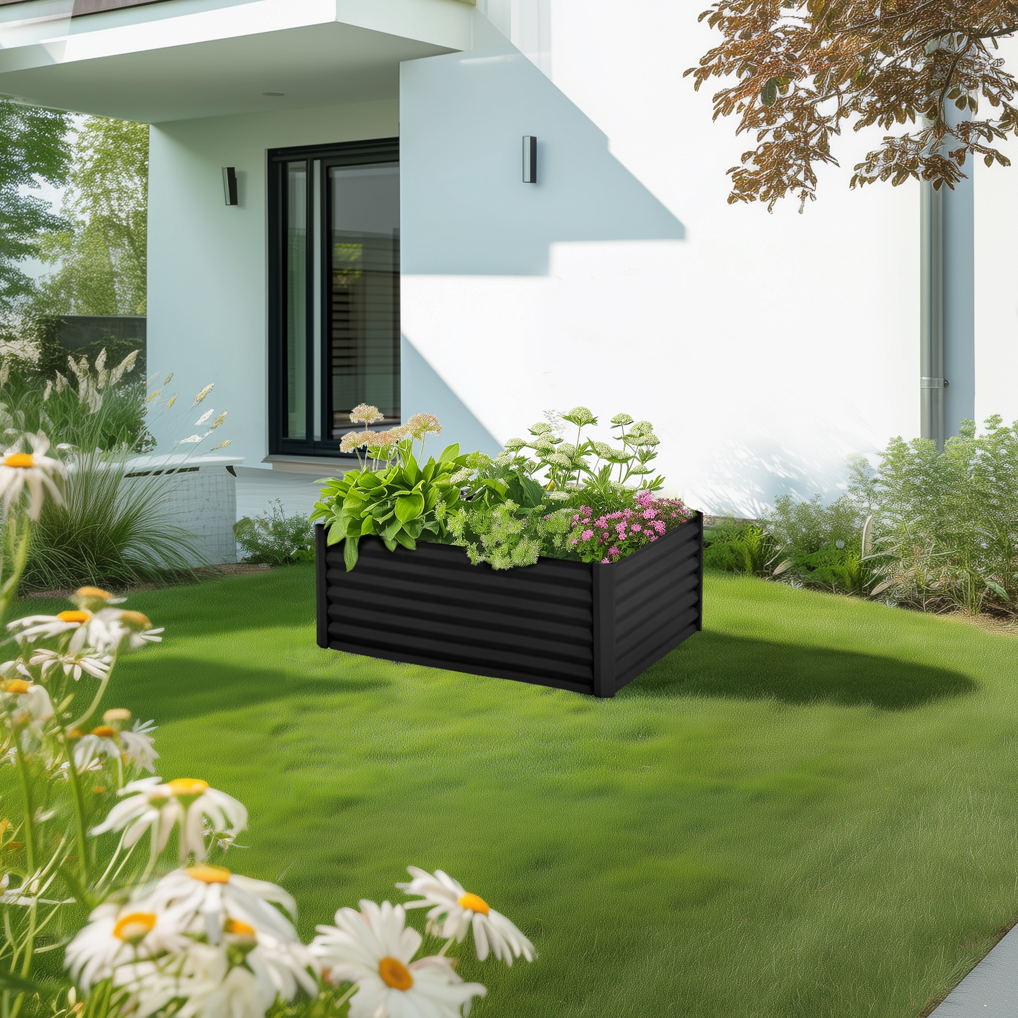 【国内倉庫出荷 送料無料】レイズドベッド ガーデンベッド L100×W100×H45cm 腐らない 庭 野菜 プランター 果物栽培用 ガーデンフレーム おしゃれ 組立簡単 ガーデンボックス 屋外 家庭