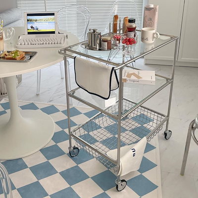 Qoo10] Ogre モジュール家具 3段 トロリー(透明ガラ : 家具・インテリア