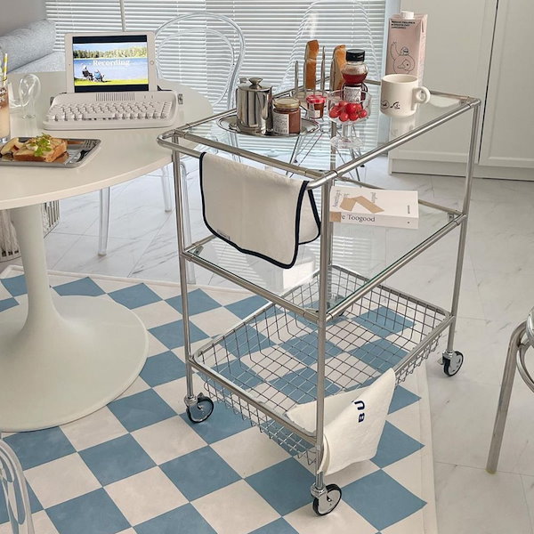 Qoo10] Ogre モジュール家具 3段 トロリー(透明ガラ