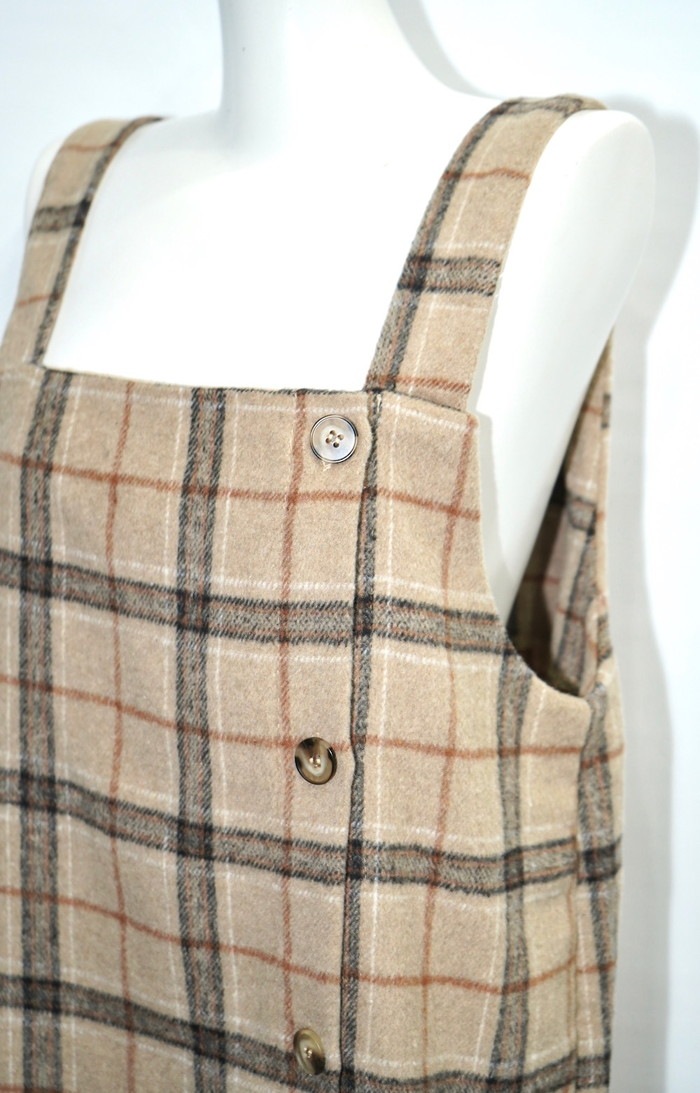 Beige Check Wool Touch Cami-Onepiece A,D,G レディース ワンピース Beige Check Wool Touch Cami-Onepiece A,D,G レディース ワンピース