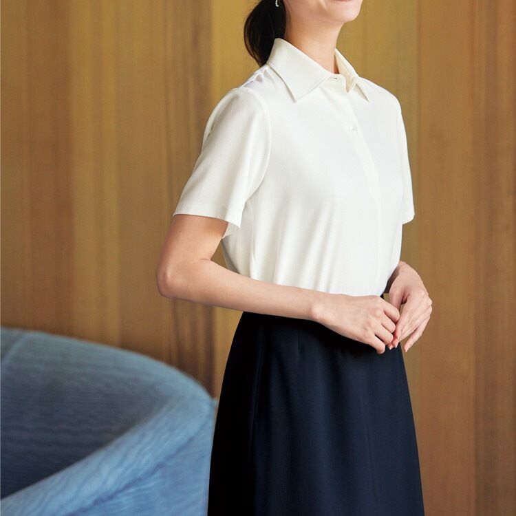 レディース 時短 半袖ブラウス プルオーバー ストレッチ オフィスシャツ ワイシャツ 通勤 事務服 就活 リクルート 面接 フォーマル ジョア 06235 リクルート オフィス レディス 送料無料 卒