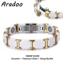 Aradoo-セラミックブレスレットチタンスチールアイボリーホワイトマグネティックストラップバックル Aradoo-セラミックブレスレットチタンスチールアイボリーホワイトマグネティックストラップバックル