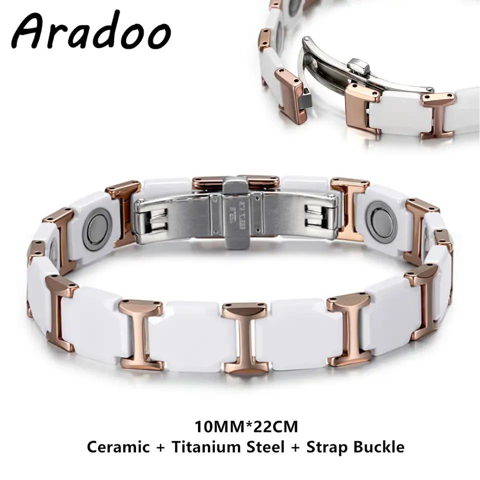 Aradoo-セラミックブレスレットチタンスチールアイボリーホワイトマグネティックストラップバックル Aradoo-セラミックブレスレットチタンスチールアイボリーホワイトマグネティックストラップバックル