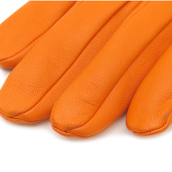 エルメス HERMES 手袋 グローブ レザー オレンジ #7【】 【公式通販】