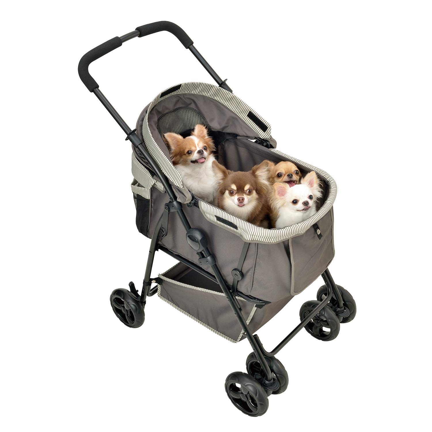 ジェックス わんわんカート 多頭用DXplus 広々バスケット 最大4頭まで対応ペット用カート ストライプグリーン 犬用 ジェックス わんわんカート 多頭用DXplus 広々バスケット 最大4頭まで対応ペット用カート ストライプグリーン 犬用