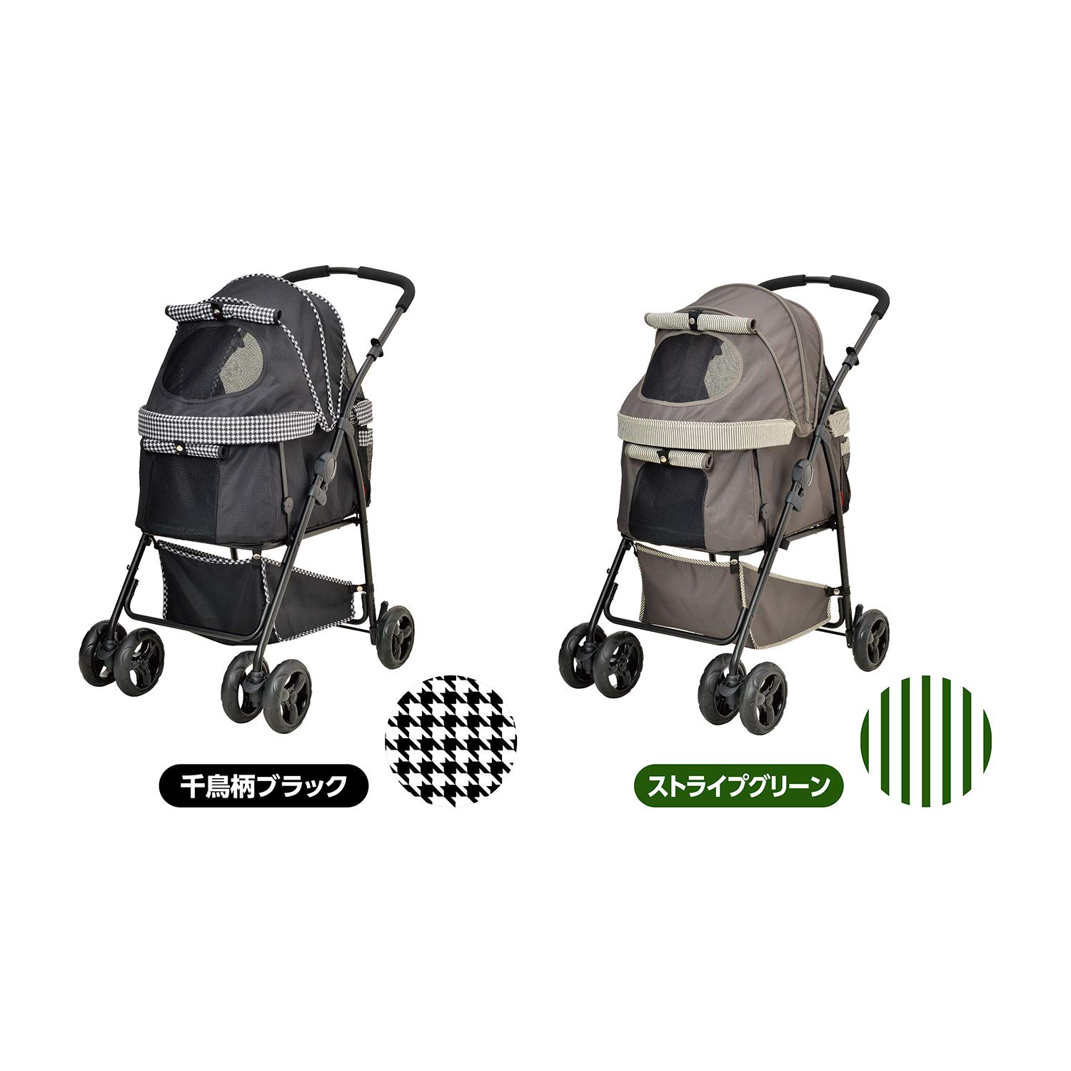 ジェックス わんわんカート 多頭用DXplus 広々バスケット 最大4頭まで対応ペット用カート ストライプグリーン 犬用 ジェックス わんわんカート 多頭用DXplus 広々バスケット 最大4頭まで対応ペット用カート ストライプグリーン 犬用