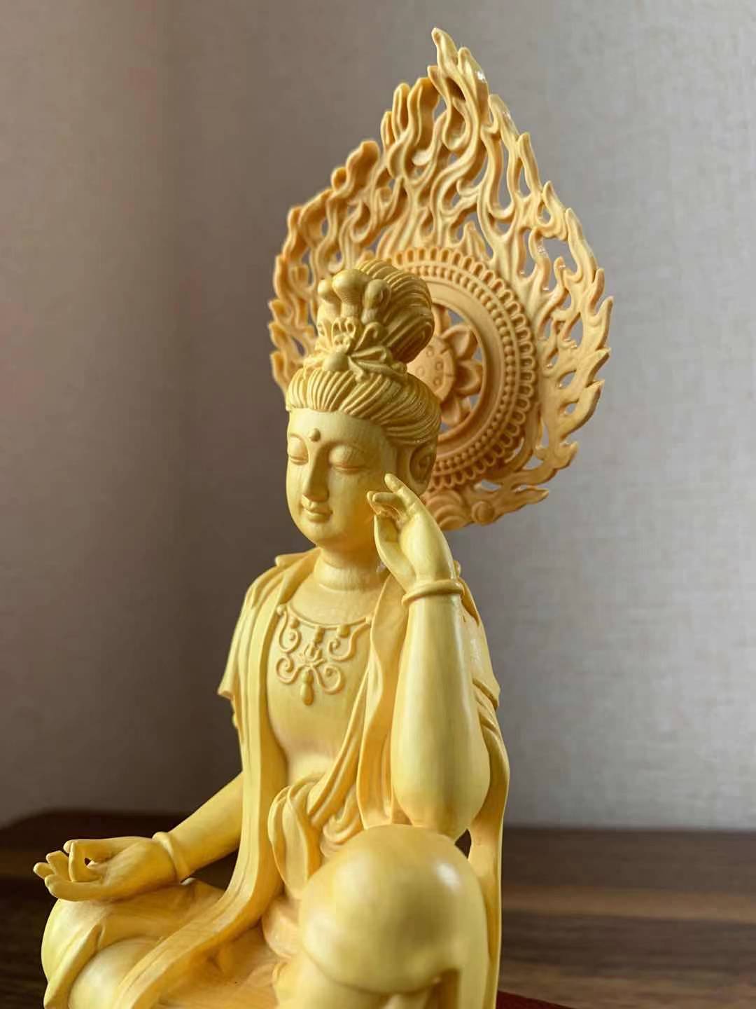 仏像 観音菩薩像 観音菩薩 黄楊花梨 木彫 仏具 (約)高21cm幅7.5cm奥行6.5cm 仏像 観音菩薩像 観音菩薩 黄楊花梨 木彫 仏具 (約)高21cm幅7.5cm奥行6.5cm