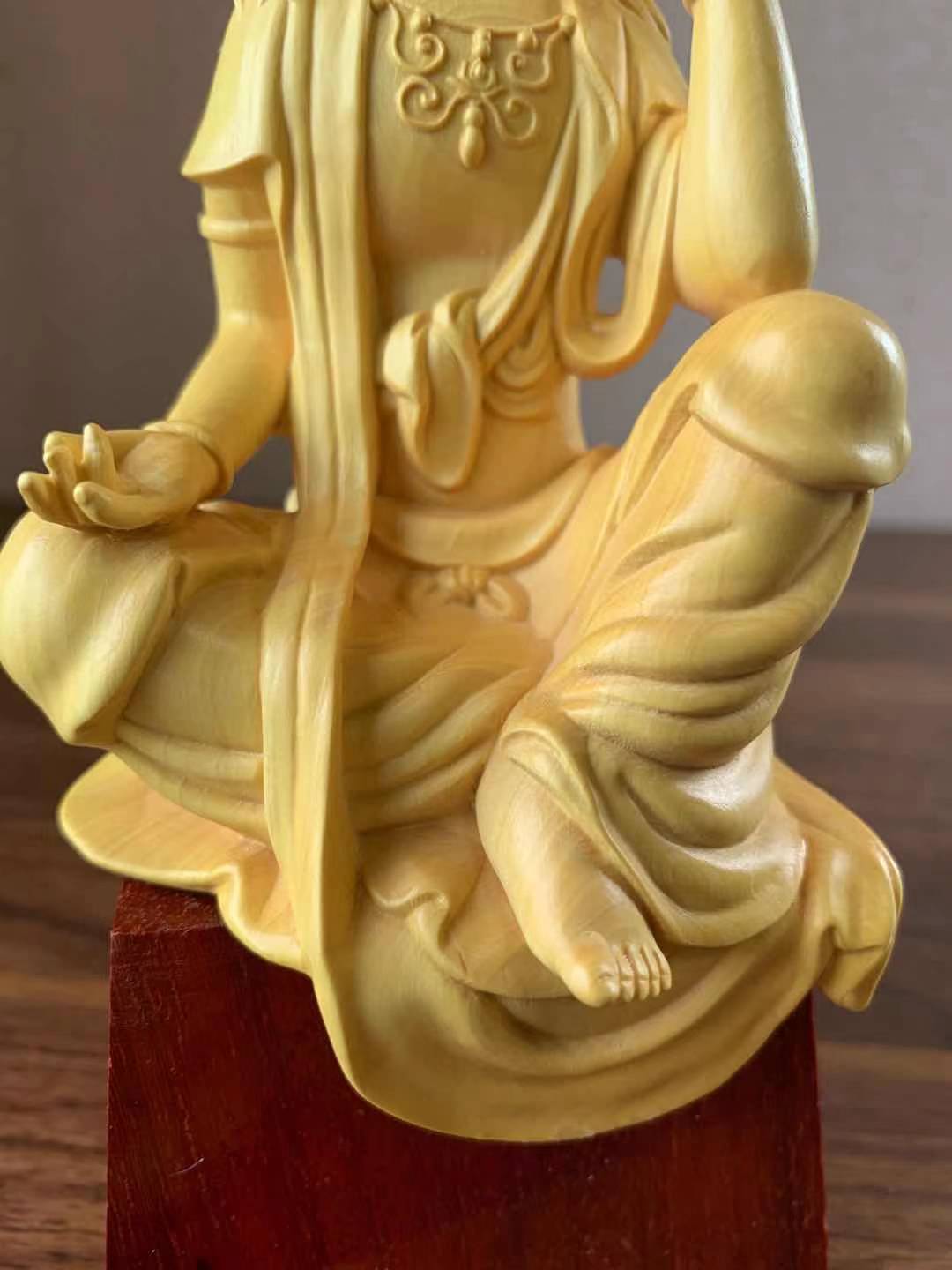 仏像 観音菩薩像 観音菩薩 黄楊花梨 木彫 仏具 (約)高21cm幅7.5cm奥行6.5cm 仏像 観音菩薩像 観音菩薩 黄楊花梨 木彫 仏具 (約)高21cm幅7.5cm奥行6.5cm