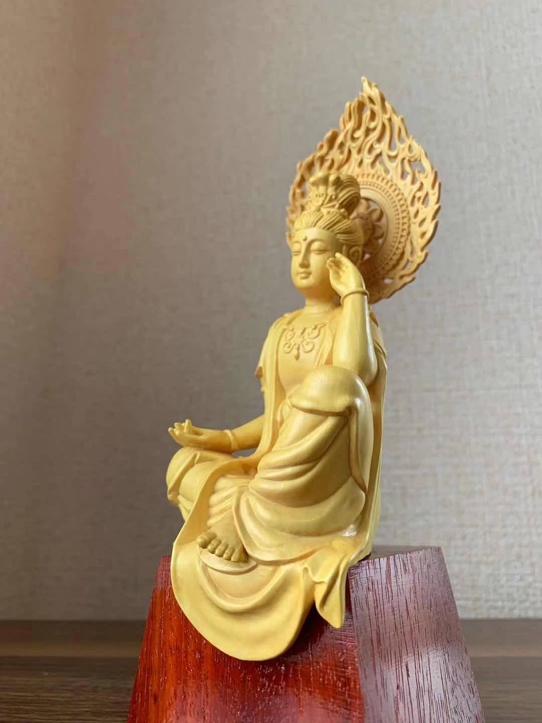 仏像 観音菩薩像 観音菩薩 黄楊花梨 木彫 仏具 (約)高21cm幅7.5cm奥行6.5cm 仏像 観音菩薩像 観音菩薩 黄楊花梨 木彫 仏具 (約)高21cm幅7.5cm奥行6.5cm