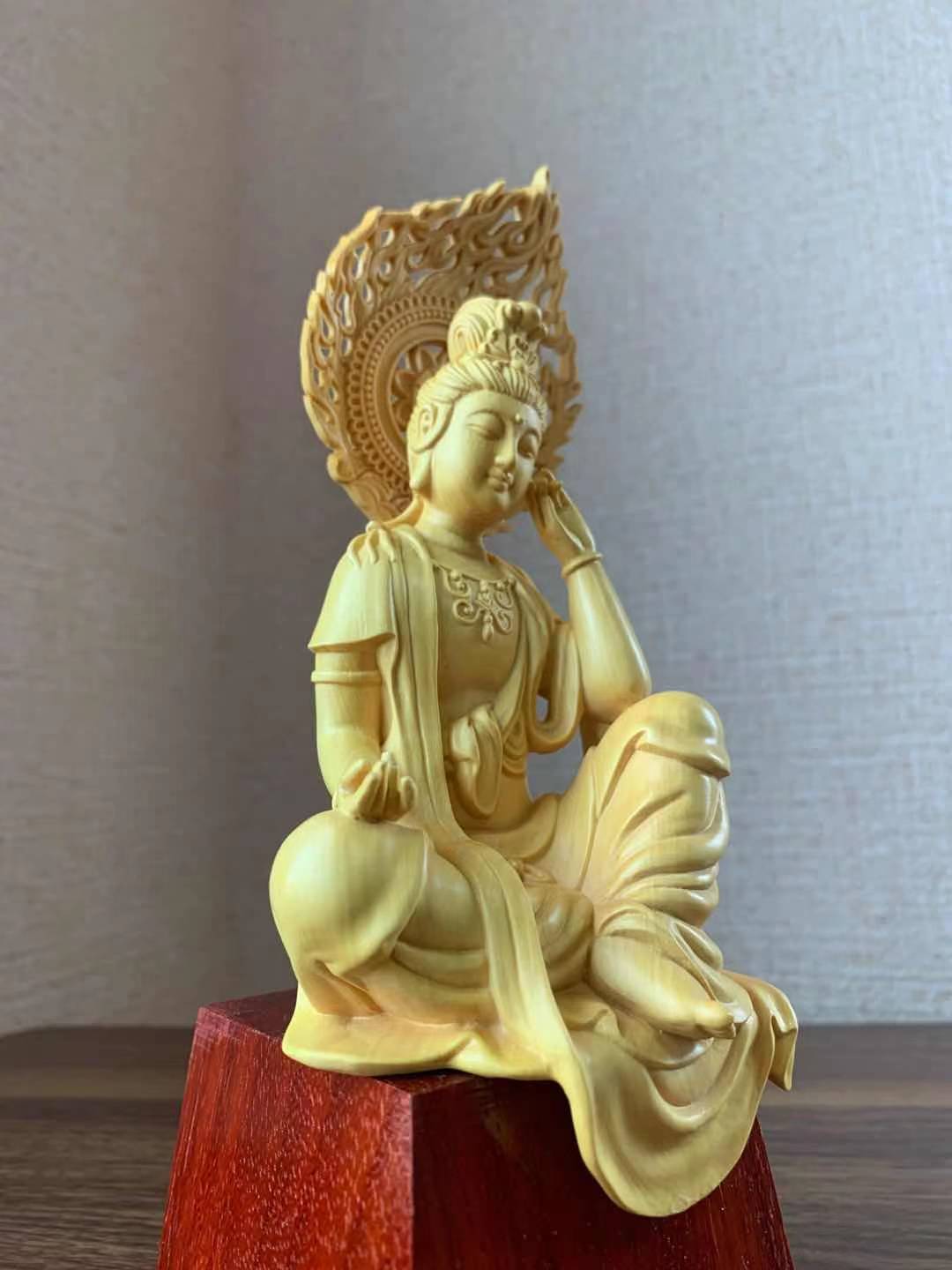 仏像 観音菩薩像 観音菩薩 黄楊花梨 木彫 仏具 (約)高21cm幅7.5cm奥行6.5cm 仏像 観音菩薩像 観音菩薩 黄楊花梨 木彫 仏具 (約)高21cm幅7.5cm奥行6.5cm