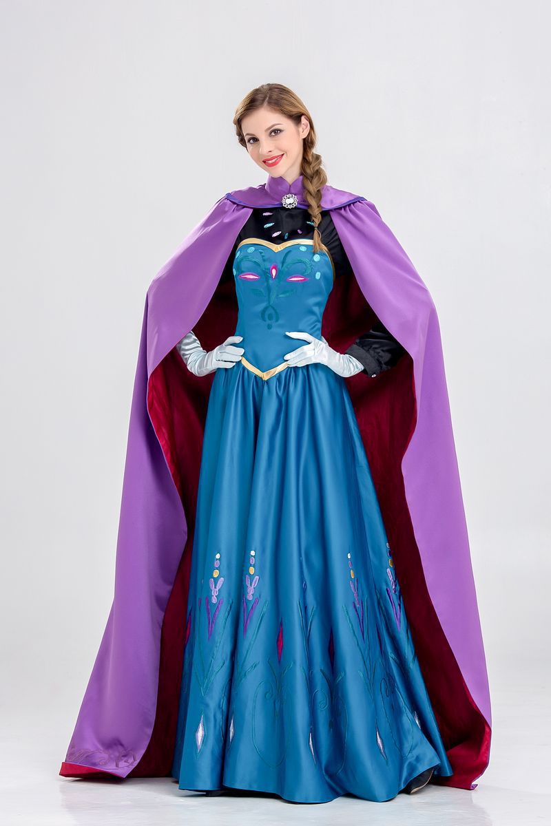 大ヒット アナ コスプレ衣装 ドレス ハロウィン 立体感 大人用 コスチューム 雪の女王　ネックレス付け