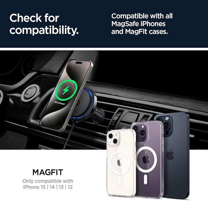 カーマウント magsafe 充電器 放熱 冷却 騒音防止 エアー ベント・フック 用 iPhone 15 14 13 12用 OneTap Pro 3 Cryomax Magfit カーワイヤレス充