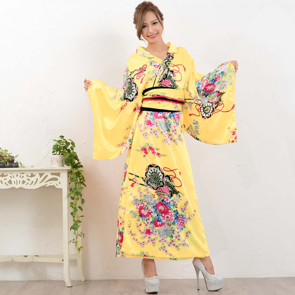 和柄サテン着物ロングドレス衣装 キャバドレス レディース 帯付き花魁シリーズ よさこい コスプレ 華 和柄サテン着物ロングドレス衣装 キャバドレス レディース 帯付き花魁シリーズ よさこい コスプレ 華